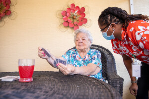residents playing cards